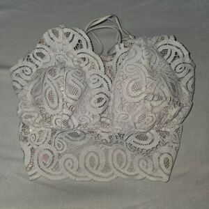 Victoria-s-secret-pink Women's White and Cream Crop-top